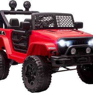 Aosom 12V Ride On Car Off Road Truck for Kids SUV Electric Battery Powered with Remote Control, Adjustable Speed, Red