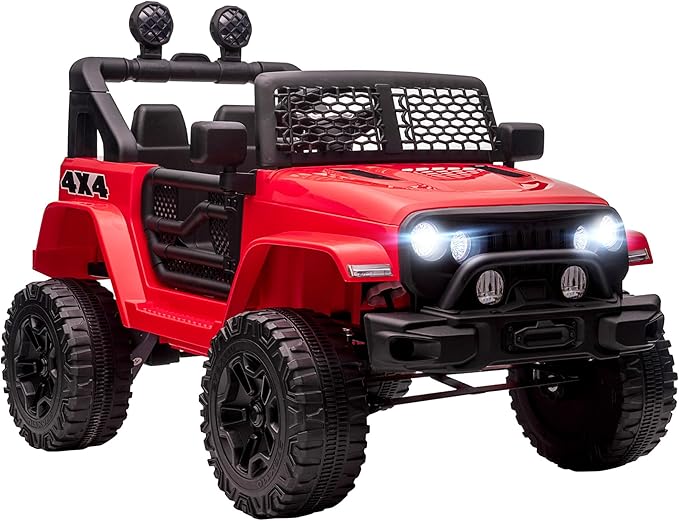 Aosom 12V Ride On Car Off Road Truck for Kids SUV Electric Battery Powered with Remote Control, Adjustable Speed, Red